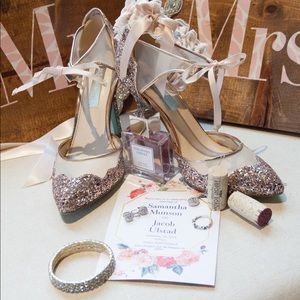 Betsey Johnson Size 8.5 Pink Glitter Heels